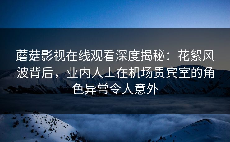 蘑菇影视在线观看深度揭秘：花絮风波背后，业内人士在机场贵宾室的角色异常令人意外