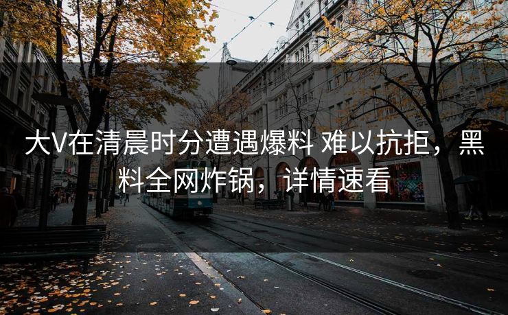 大V在清晨时分遭遇爆料 难以抗拒，黑料全网炸锅，详情速看
