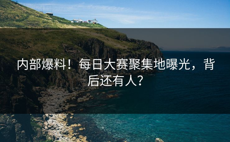 内部爆料！每日大赛聚集地曝光，背后还有人？