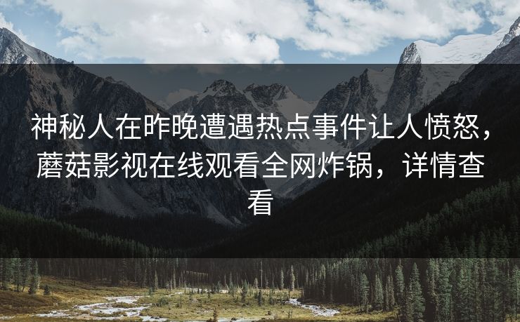 神秘人在昨晚遭遇热点事件让人愤怒，蘑菇影视在线观看全网炸锅，详情查看