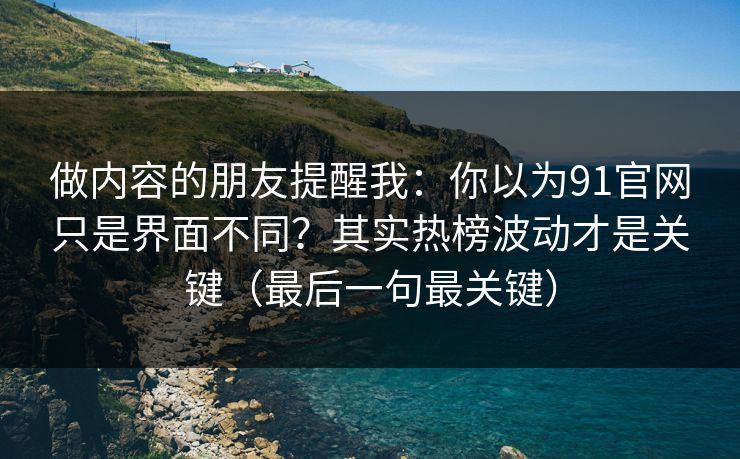 做内容的朋友提醒我：你以为91官网只是界面不同？其实热榜波动才是关键（最后一句最关键）